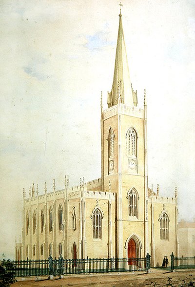 Chiesa gotica dei commissari, acquerello di presentazione, c.1825 da English School