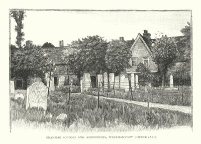 Grammar Schools and Almshouses, Walthamstow Churchyard (incisione) da English School