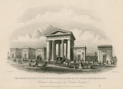 Grande ingresso alla stazione metropolitana della North Western Railway, Londra da English School