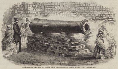 Grande Cannone di Ottone preso dai Cinesi, appena collocato sulla Terrazza Nord, Castello di Windsor da English School