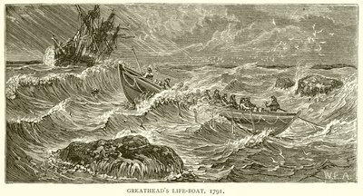La scialuppa di salvataggio di Greathead, 1791 da English School