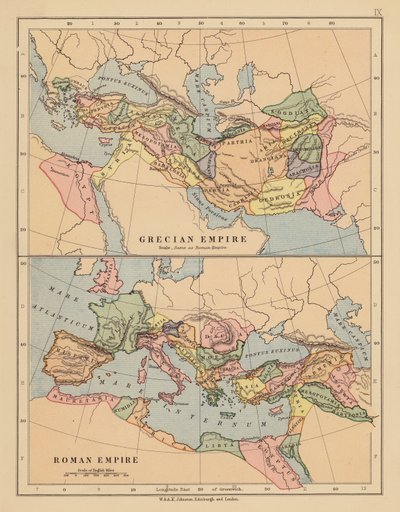 Impero greco; Impero romano (litografia a colori) da English School