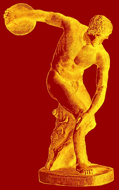 Atleta greco che lancia il disco, illustrazione da Cassells Illustrated Universal History di Edward Ollier, 1890 da English School