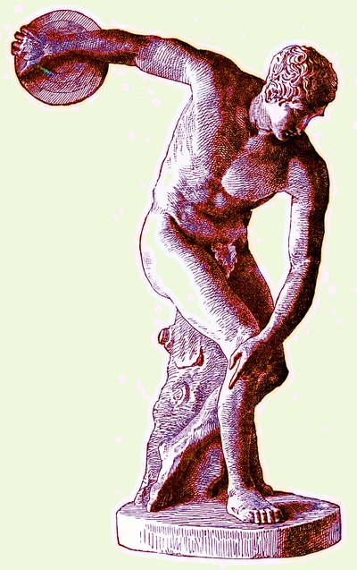 Atleta greco che lancia il disco, illustrazione da Cassells Illustrated Universal History di Edward Ollier, 1890 da English School