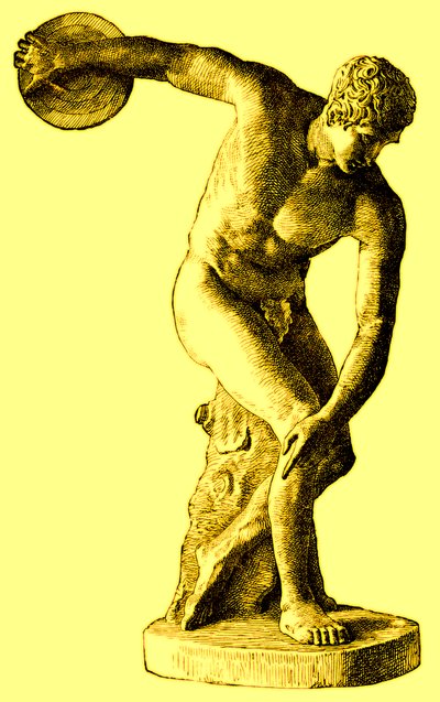 Atleta greco che lancia il disco, illustrazione da Cassells Illustrated Universal History di Edward Ollier, 1890 da English School
