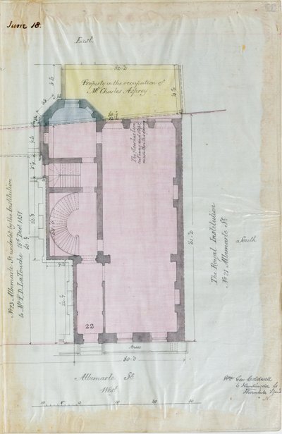 Piantina dei contratti di locazione della Royal Institution, 1863 da English School