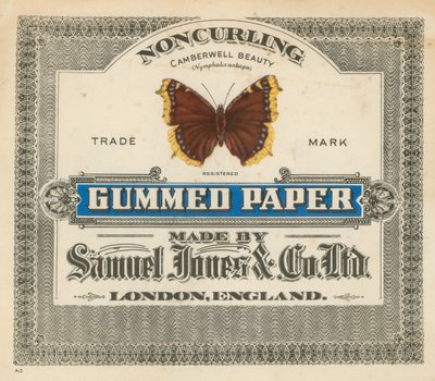 Carta gommata, prodotta da Samuel Jones & Co Ltd, Londra da English School