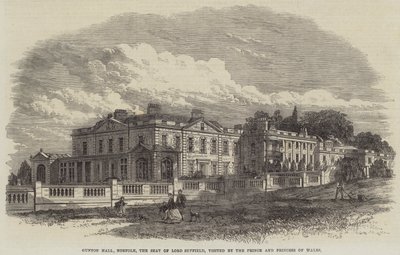 Gunton Hall, Norfolk, la residenza di Lord Suffield, visitata dal Principe e dalla Principessa di Galles (incisione) da English School