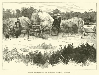 Accampamento di zingari a Mitcham Common, Surrey da English School