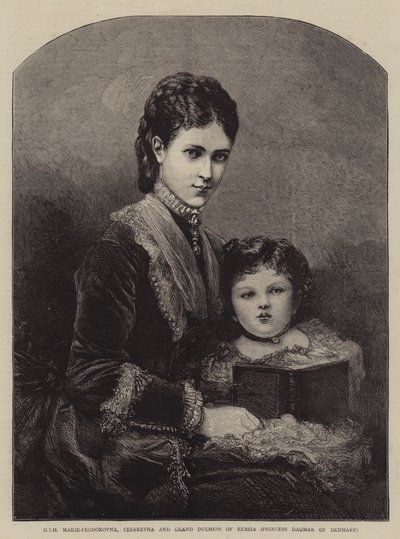 HIH Marie-Feodorovna, Cesarevna e Granduchessa di Russia, Principessa Dagmar di Danimarca (incisione) da English School