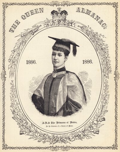 SAR la Principessa del Galles, in Costume di Dottore in Musica (incisione) da English School