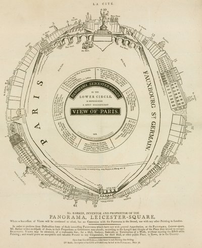 Veduta di H. A. Barker di Parigi, Panorama, Leicester Square, Londra da English School