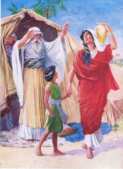 Agar e Ismaele, da The Bible Picture Book pubblicato da Thomas Nelson, c.1950 da English School