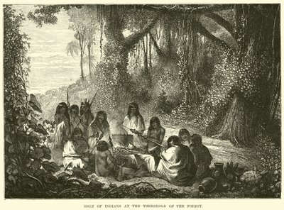 Sosta degli indiani alla soglia della foresta da English School