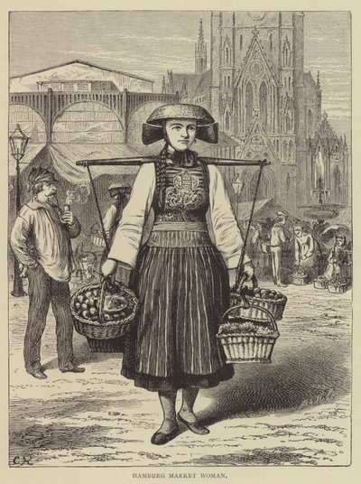 Donna del Mercato di Amburgo (incisione) da English School