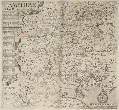 Hamshire, olim pars Belgarum. J. Norden descripsit. W. Hole sculp., da 