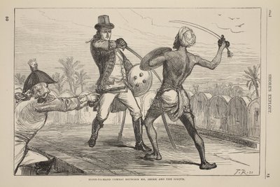 Combattimento corpo a corpo tra Mr. Shore e il Goojur, illustrazione da Cassells Illustrated History of England da English School