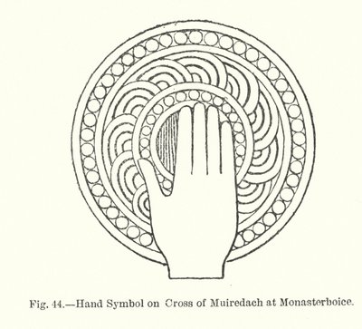 Simbolo della mano sulla croce di Muiredach a Monasterboice da English School