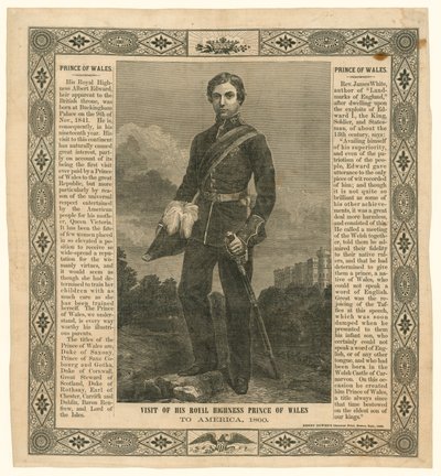 Fazzoletto commemorativo del viaggio del Principe di Galles in America, 1860 da English School