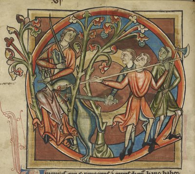 Harley 4751, f.6v Unicorno attirato da una vergine, illustrazione da un 