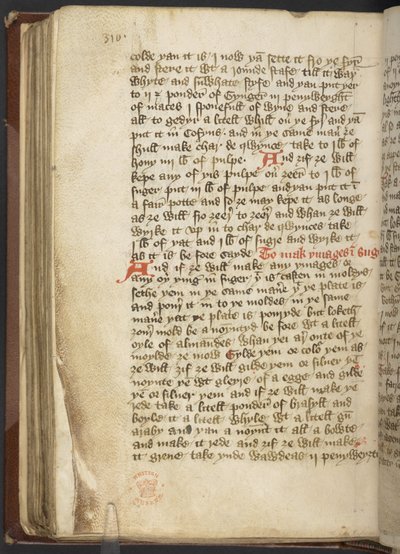 Ricette mediche e culinarie, c.1395 da English School
