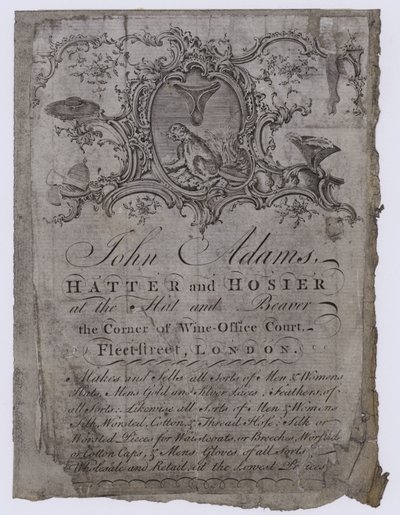 Cappellai, John Adams, biglietto da visita da English School