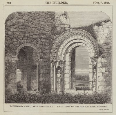 Abbazia di Haughmond, vicino a Shrewsbury, Porta Sud della Chiesa dal Chiostro da English School