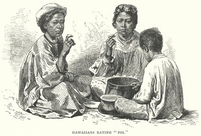 Hawaiani che mangiano "Poi" (incisione) da English School