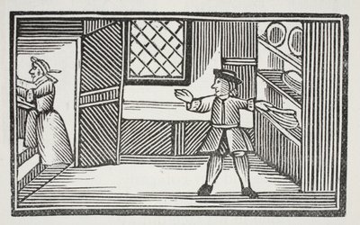 Andò alla dispensa e si servì di pane e burro, illustrazione da Chap-books del XVIII secolo di John Ashton, pub. 1882 da English School