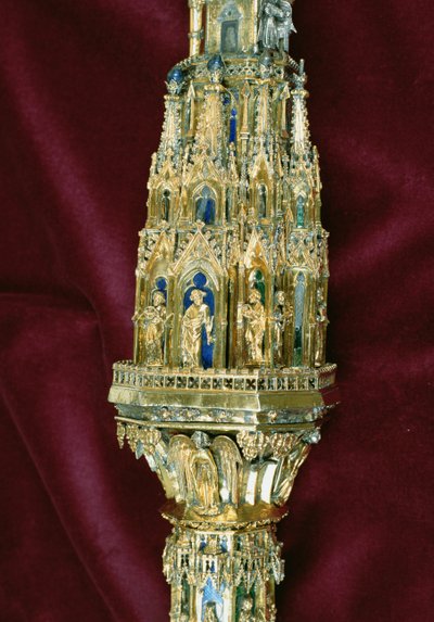 Testa del pastorale di William of Wykeham (c.1320-1404): lato di Pietro (argento dorato) (dettaglio) da English School