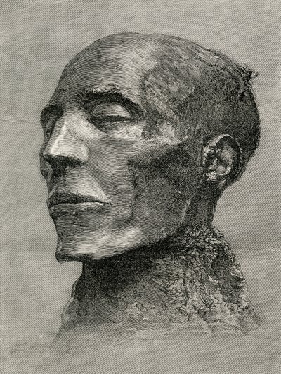Testa della mummia di Menmaatre Seti I, noto anche come Sethos I, Faraone dell