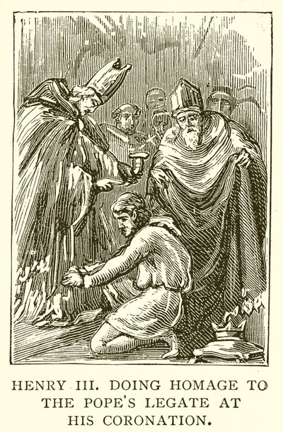 Enrico III rende omaggio al legato papale alla sua incoronazione da English School