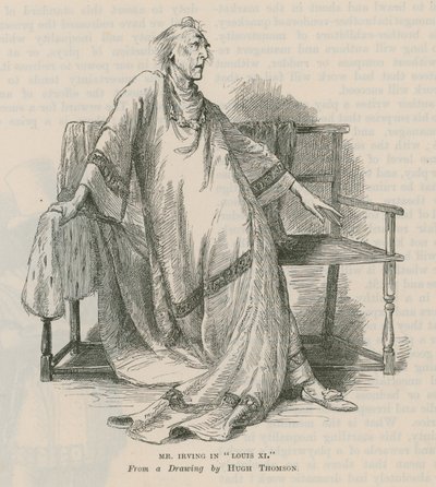 Henry Irving, attore, in Luigi XI da English School