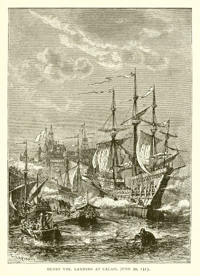 Enrico VIII sbarca a Calais, 30 giugno 1513 da English School