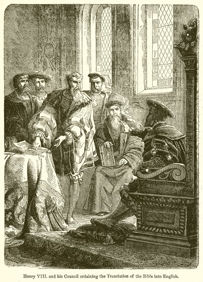Enrico VIII e il suo consiglio ordinano la traduzione della Bibbia in inglese da English School