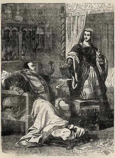 Enrico VIII e la Regina Caterina Parr - incisione da 