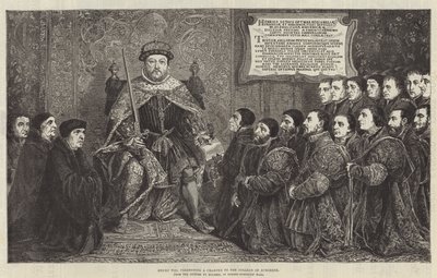Enrico VIII presenta una carta al Collegio dei Chirurghi da English School