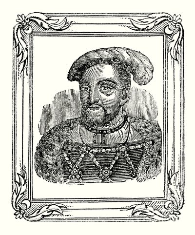 Enrico VIII nacque nel 1490, incoronato nel 1509, morto nel 1547 da English School