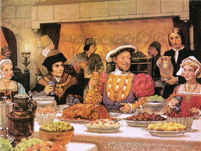 Enrico VIII con Sir Thomas More alla sua destra da English School