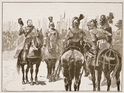 Enrico e gli ufficiali francesi catturati, illustrazione da Cassells Illustrated History of England da English School