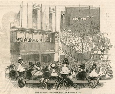 Sua Maestà la Regina Vittoria a Exeter Hall, Strand, Londra da English School