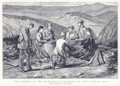 Sua Maestà nelle Highlands - Un pranzo a Cairn Lochan, 1861 da English School