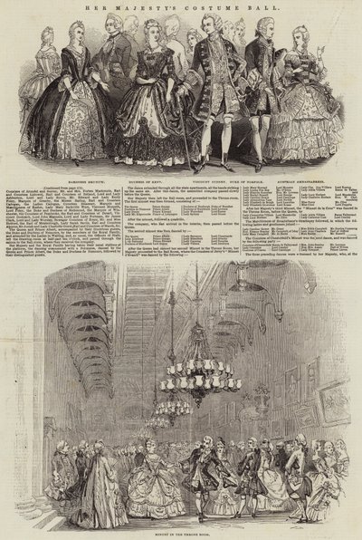 Il ballo in costume di Sua Maestà (incisione) da English School