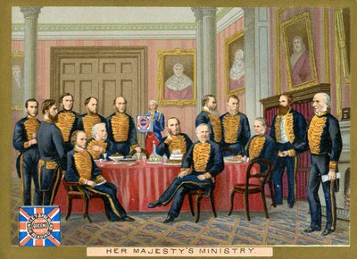 Il Ministero di Sua Maestà, una carta promozionale per i biscotti Huntley & Palmers, c.1890 da English School