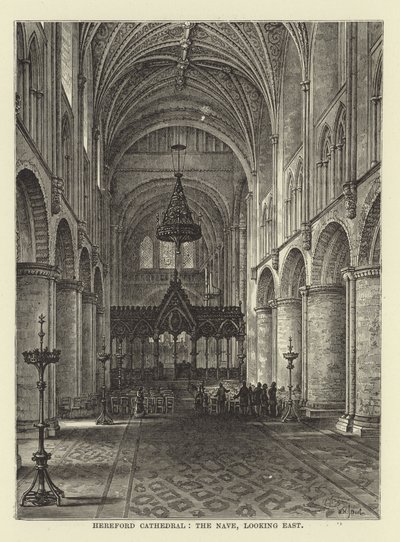 Cattedrale di Hereford, la navata, guardando a est da English School