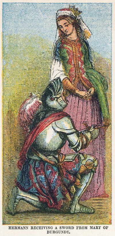 Hermann che riceve una spada da Maria di Borgogna da English School