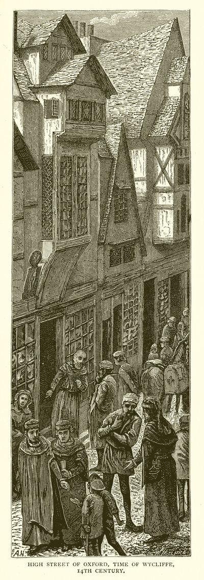 High Street di Oxford, tempo di Wycliffe, XIV secolo da English School