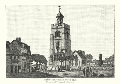 Chiesa di Hillingdon, 1740 circa (incisione) da English School