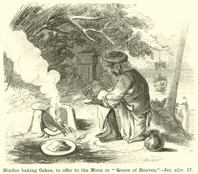 Indù che cuoce torte, da offrire alla luna o alla regina del cielo, Geremia, xliv, 17 da English School