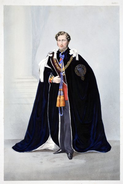 Sua Altezza Reale, Alberto Edoardo, Principe di Galles, da A Memorial of the Marriage of Edward VII and Alexandra of Denmark, pub. 1864 da English School